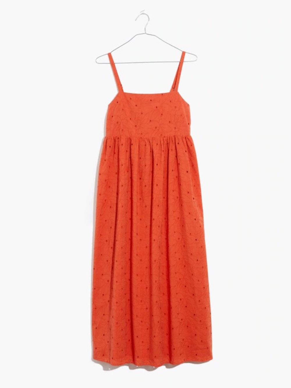 Madewell Eyelet Summertime Cami Midi Dress Rusted Clay Orange SM - Picture 3 of 12
